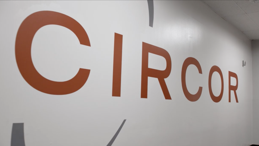 The CIRCOR company logo displayed on a wall. 